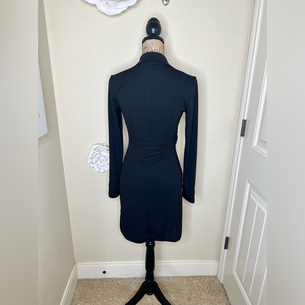 NTM: Express Pullover Wrap Style Tuxedo Look Long Sleeve Black Dress Sz 3/4 - Picture 9 of 14